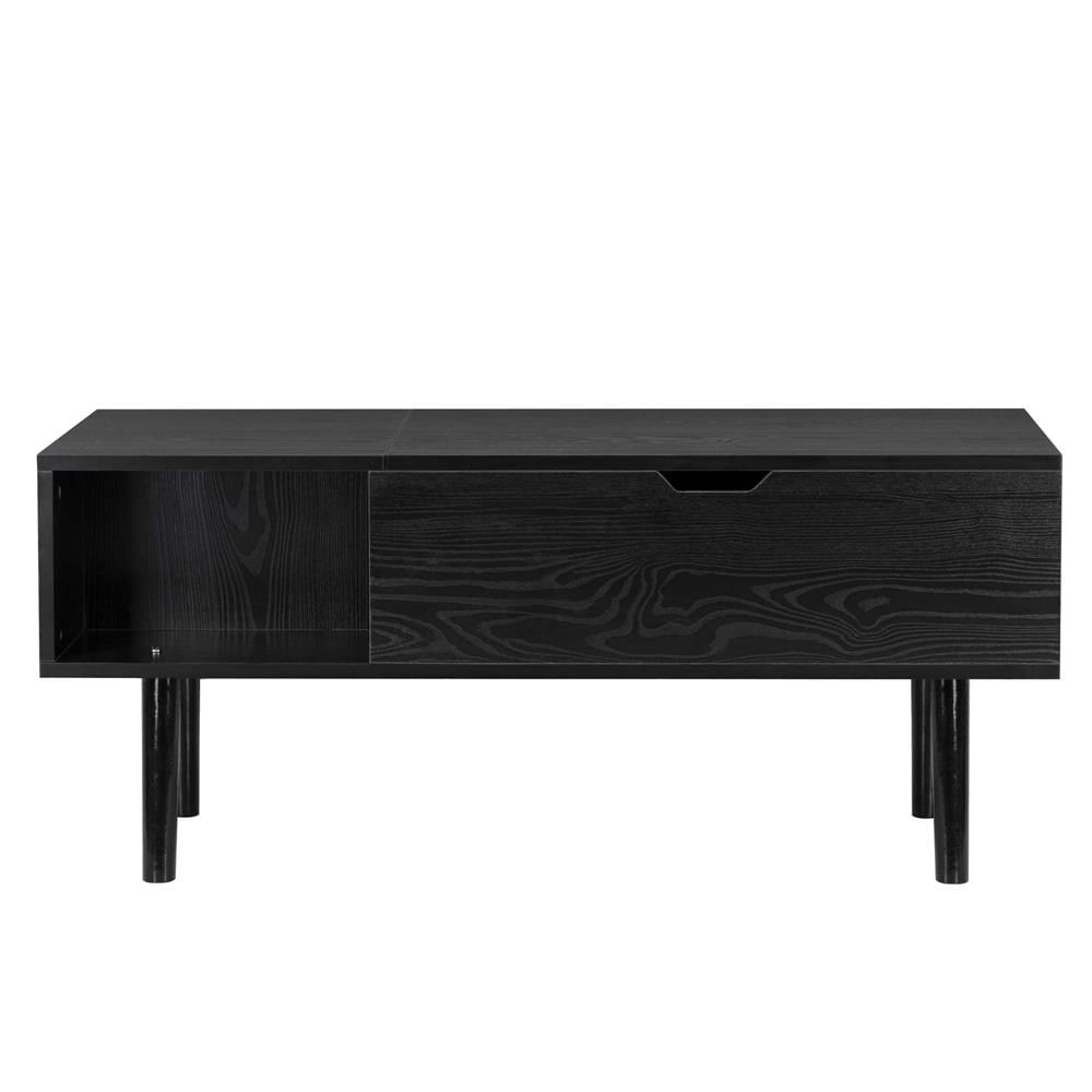 Masuta de cafea cu blat rabatabil si spatiu de depozitare, cadru metalic si PAL, 100x50x43 cm, negru — imaginea 20