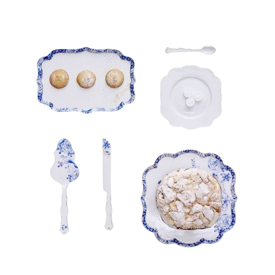Set paleta si cutit, din portelan, pentru servirea tortului, Pip Studio, 25 cm, colectia Royal White — imaginea 2