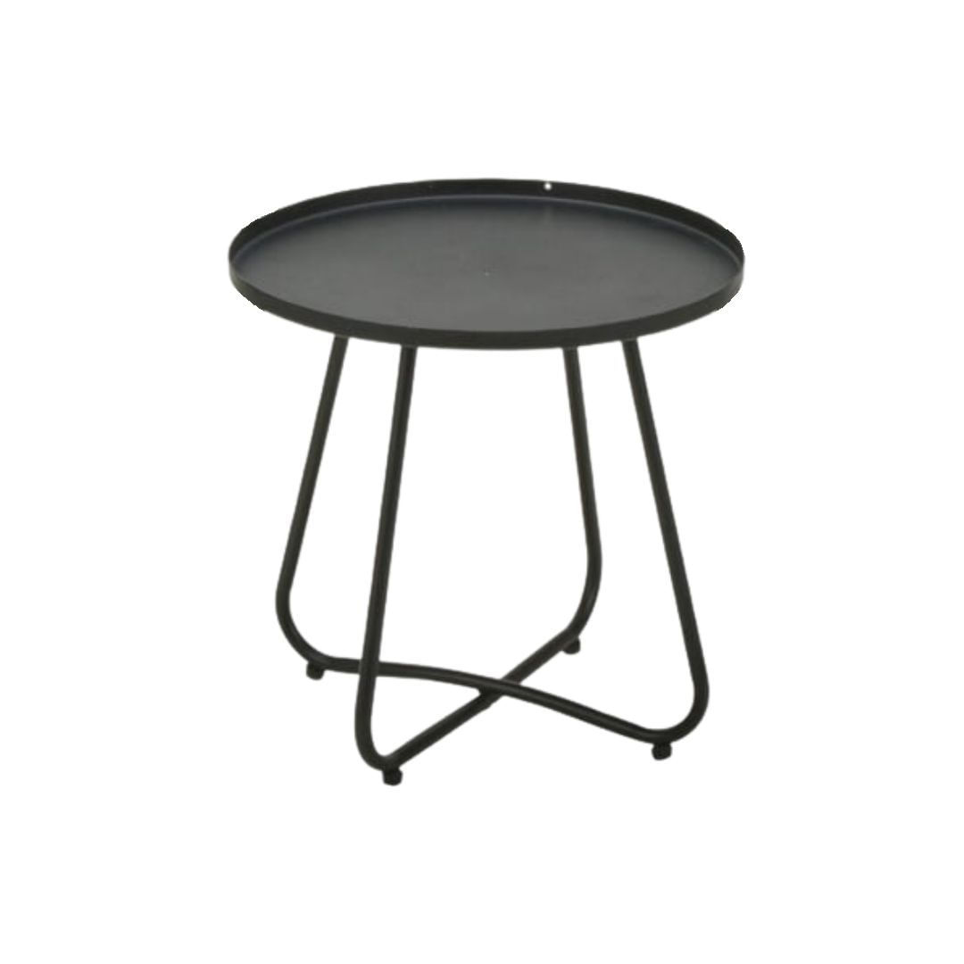 Set mobilier gradina 2 scaune si masa rotunda, structura metalica, impletitura ratan sintetic, culoare natur-negru — imaginea 4
