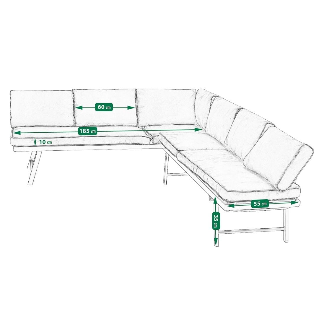 Set mobilier de gradina gri, modular, Jumi, cu 2 canapele si masuta de cafea — imaginea 5
