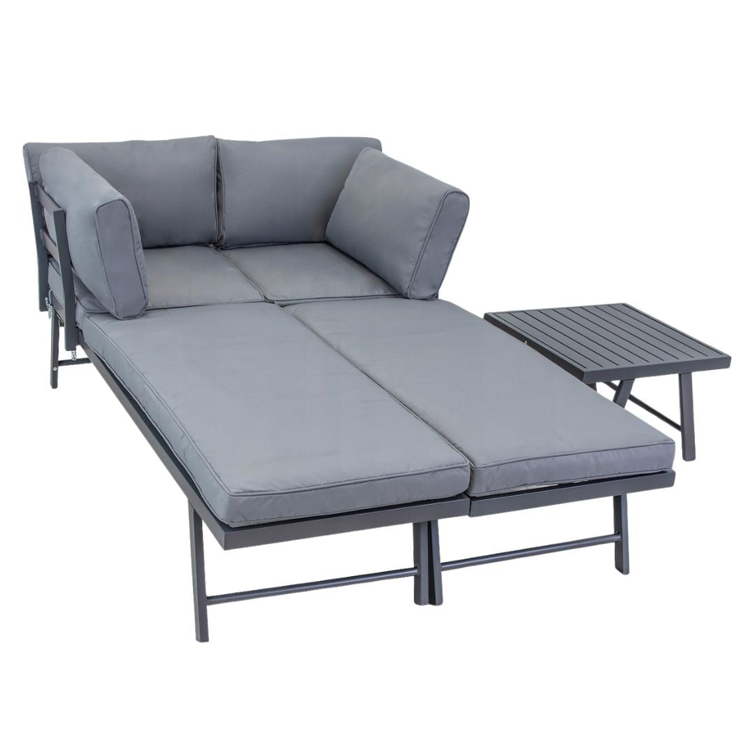Set mobilier de gradina gri, modular, Jumi, cu 2 canapele si masuta de cafea — imaginea 10