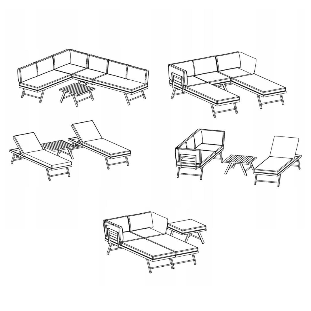Set mobilier de gradina gri, modular, Jumi, cu 2 canapele si masuta de cafea — imaginea 11