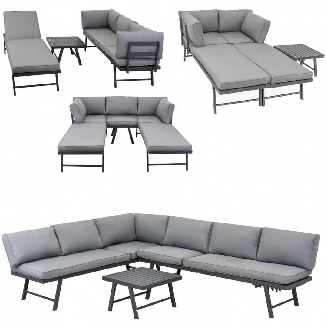 Set mobilier de gradina gri, modular, Jumi, cu 2 canapele si masuta de cafea — imaginea 12