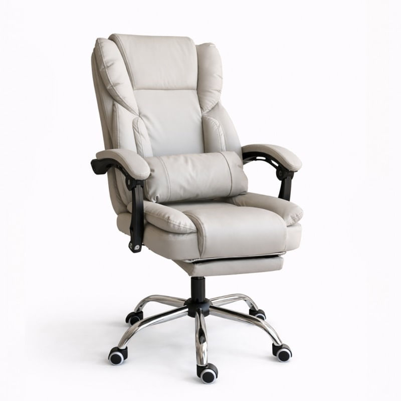 Scaun birou, reclinabil 90–155°, suport picioare extensibil, crem, suport lombar, baza metalica, 150 kg, KO51K — imaginea 3