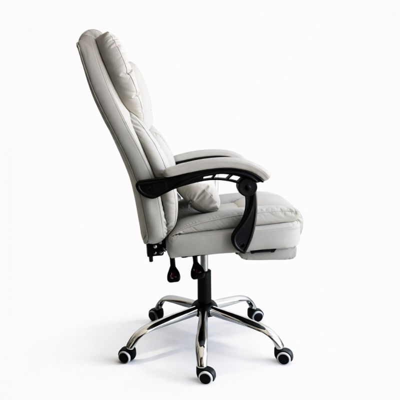 Scaun birou, reclinabil 90–155°, suport picioare extensibil, crem, suport lombar, baza metalica, 150 kg, KO51K — imaginea 4