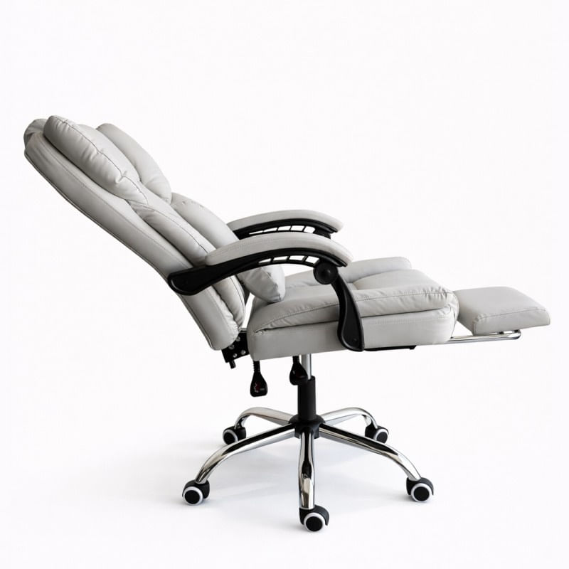 Scaun birou, reclinabil 90–155°, suport picioare extensibil, crem, suport lombar, baza metalica, 150 kg, KO51K — imaginea 5