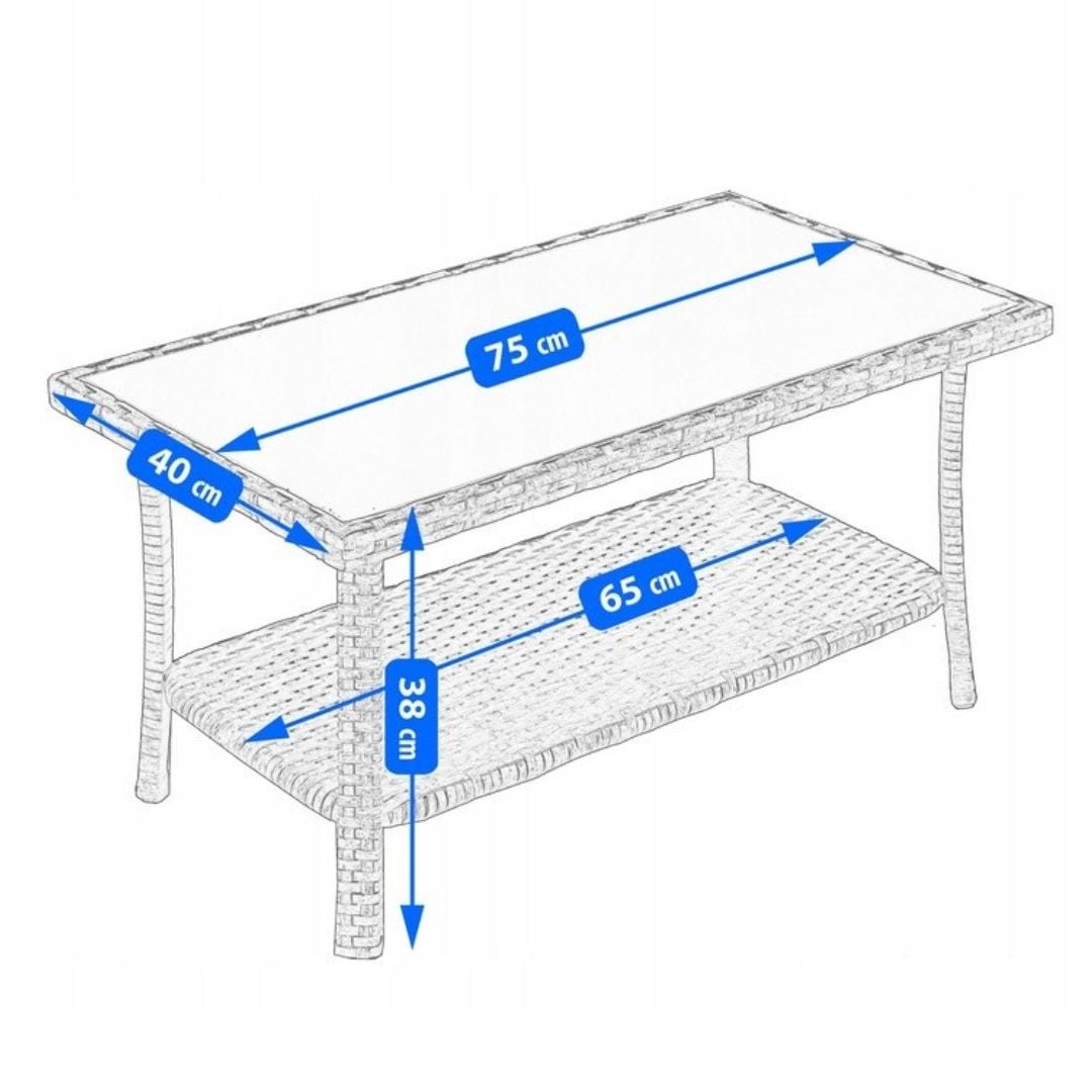 Set mobilier de gradina gri, Jumi, cu 2 fotolii, canapea si masuta de cafea — imaginea 3