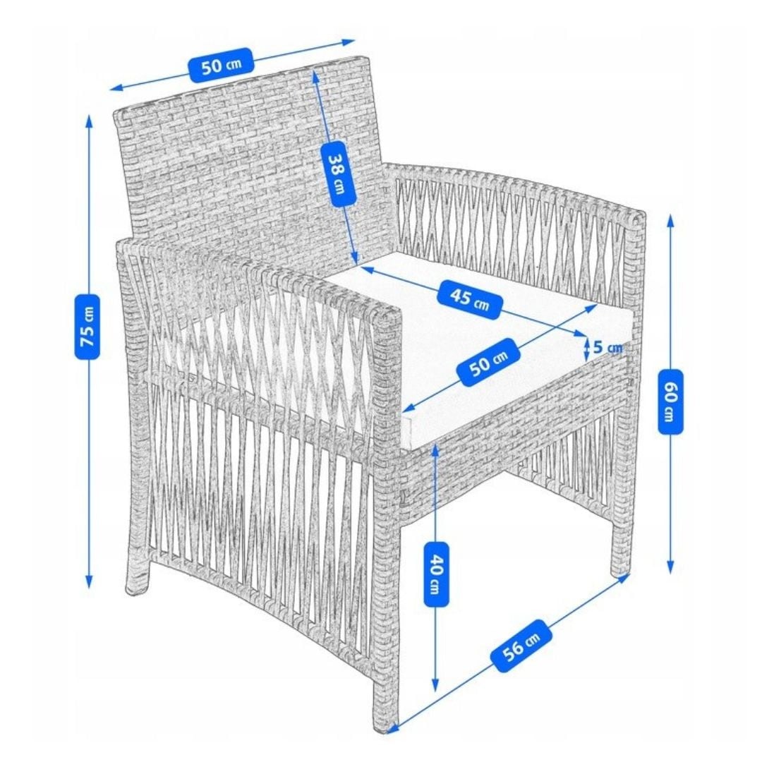 Set mobilier de gradina gri, Jumi, cu 2 fotolii, canapea si masuta de cafea — imaginea 10