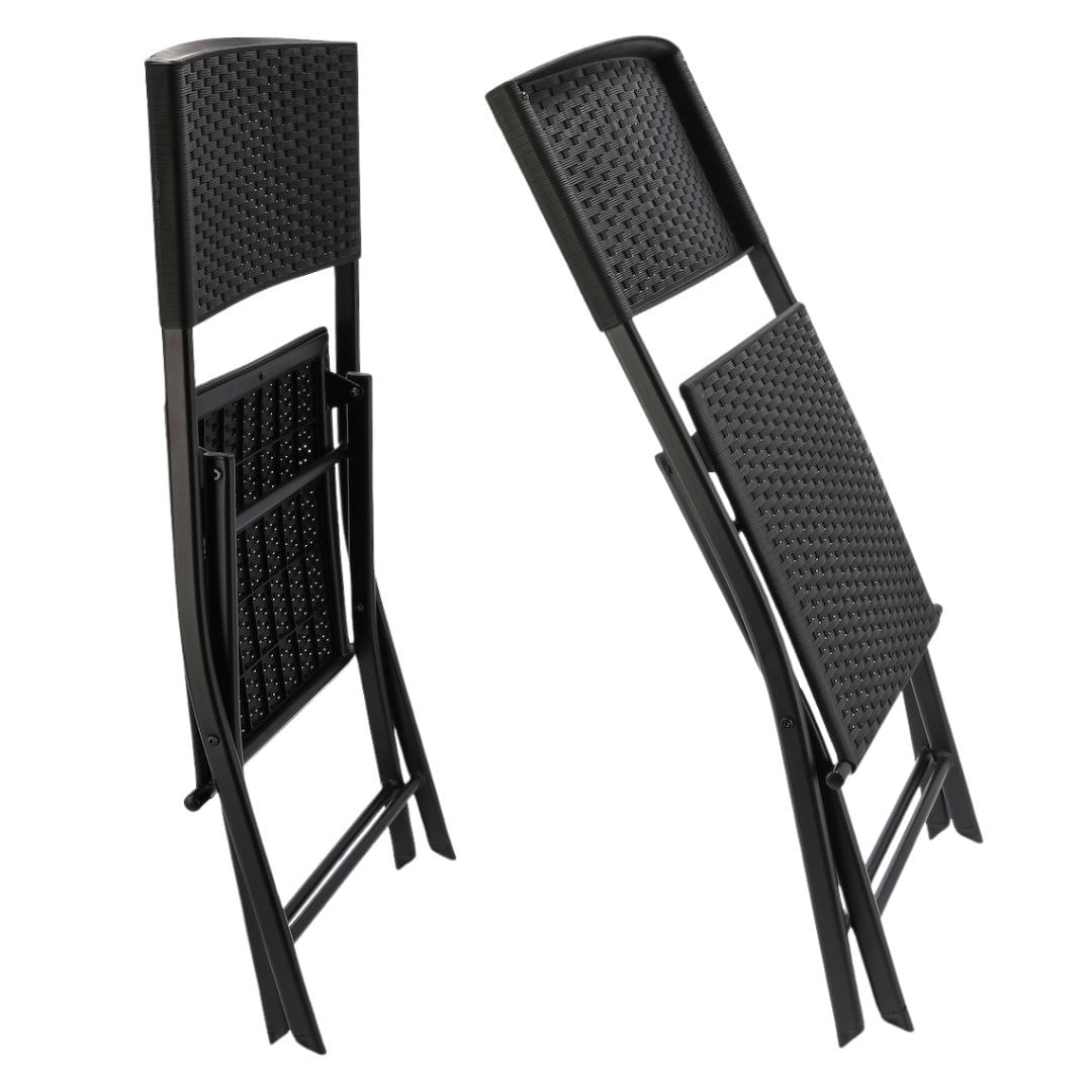 Set mobilier de terasa pliabil, Jumi, negru, 2 scaune si masa cu suport pentru flori — imaginea 2