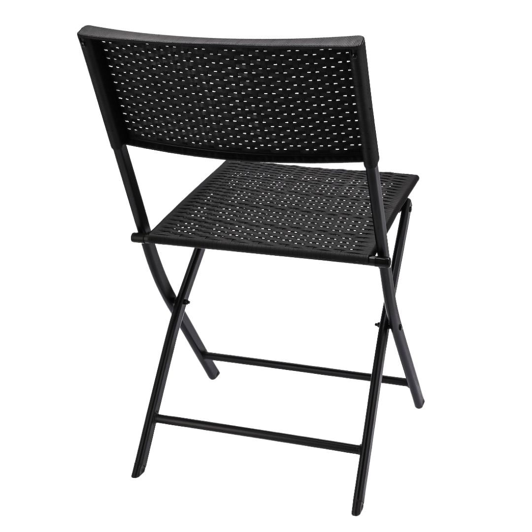 Set mobilier de terasa pliabil, Jumi, negru, 2 scaune si masa cu suport pentru flori — imaginea 3