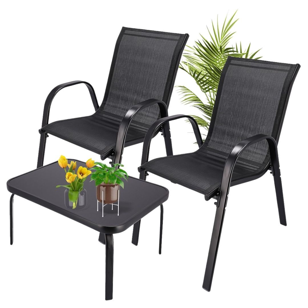 Set mobilier de gradina Jumi, model FIESTA, 2 fotolii suprapozabile si masuta de cafea — imaginea 2