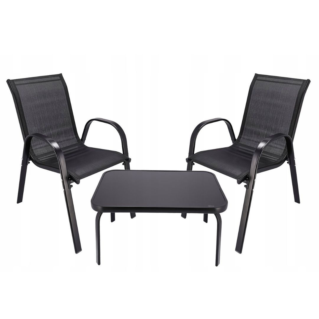 Set mobilier de gradina Jumi, model FIESTA, 2 fotolii suprapozabile si masuta de cafea — imaginea 4