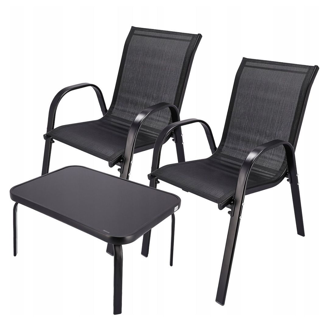 Set mobilier de gradina Jumi, model FIESTA, 2 fotolii suprapozabile si masuta de cafea — imaginea 8