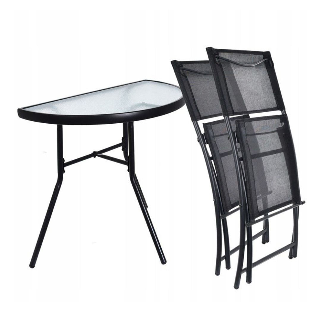 Set mobilier de gradina 3 piese Jumi – masa semicirculara cu blat din sticla si 2 scaune pliabile — imaginea 7