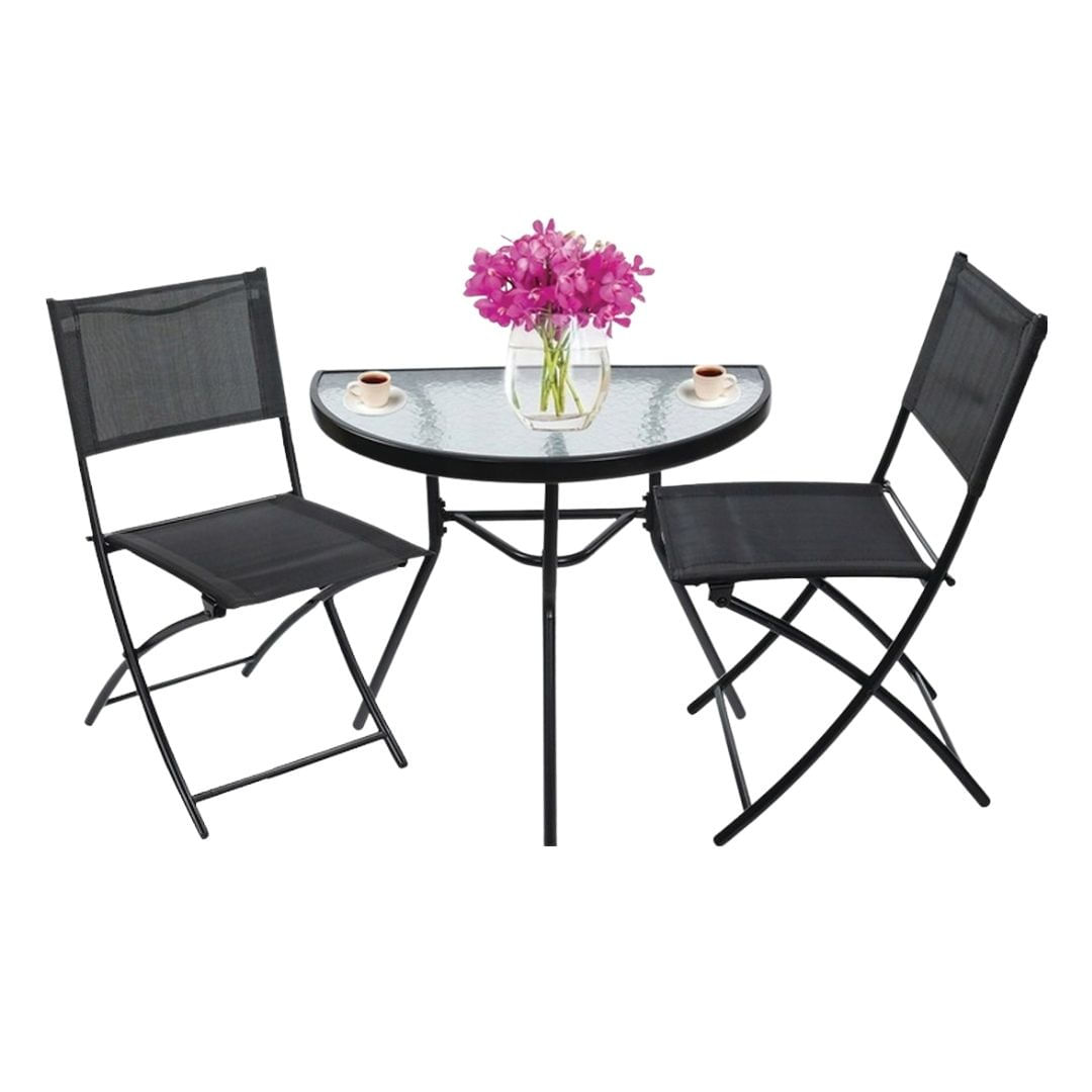 Set mobilier de gradina 3 piese Jumi – masa semicirculara cu blat din sticla si 2 scaune pliabile — imaginea 9