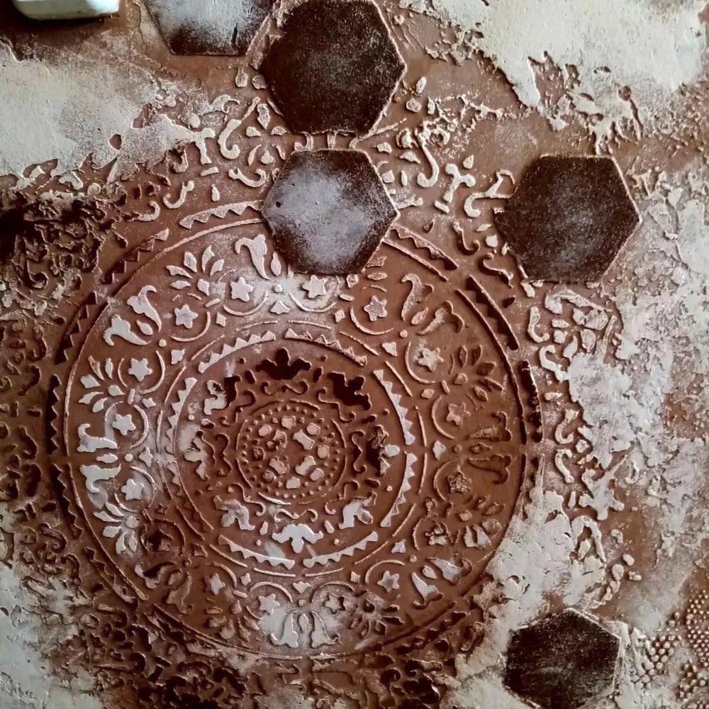 Sfert Sablon Perete vopsire, tencuiala model Romana Mandala MXSP7652.6 marime 600x600mm