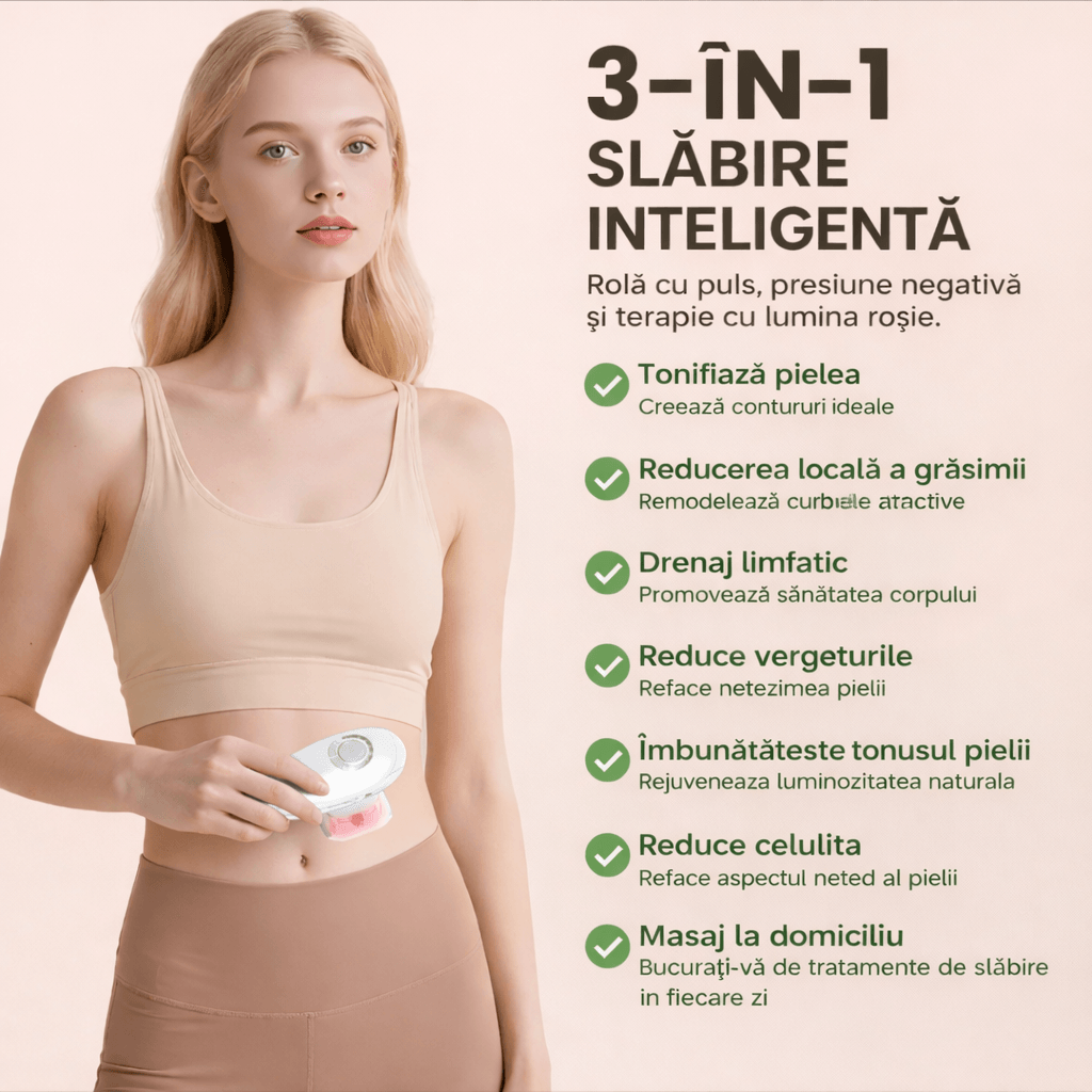 Aparat pentru Masaj Anticelulitic, Impulsuri Electrice, Lumina Rosie, 2 Capete Interschimbabile