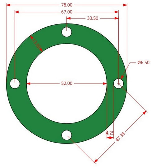 Set de 10 Garnituri pentru cap compresor de aer V 2x65mm+ 1x51mm 12.5bari Mod.0.36/1.25 (D) CH175 — imaginea 2