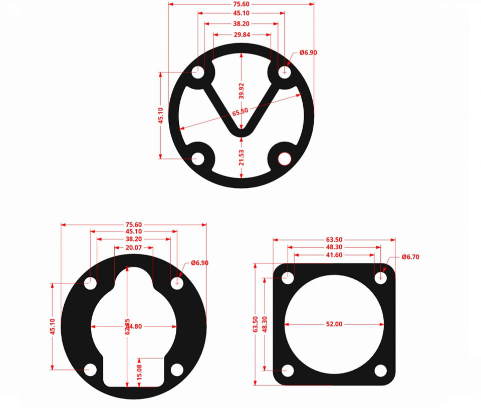 Garnituri set pentru cap compresor de aer 51mm CH087 Mod.10 (A) — imaginea 2
