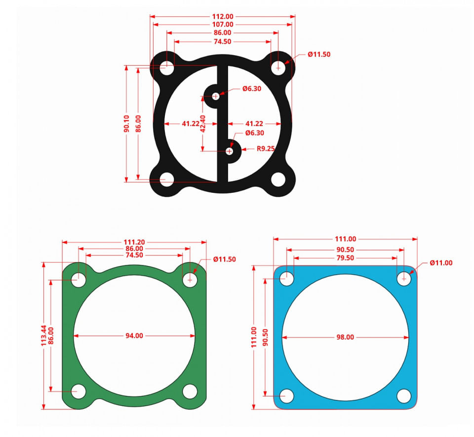 Garnituri set pentru cap compresor de aer V JC80mm 6 gauri CH085 Mod.8(P) — imaginea 3