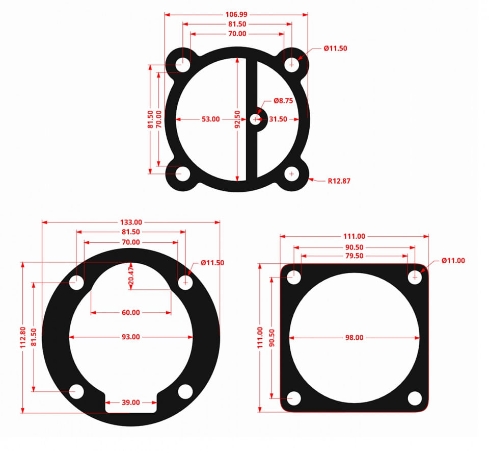 Garnituri set pentru cap compresor de aer V 90mm 5 gauri CH084 Mod.7(N) — imaginea 6