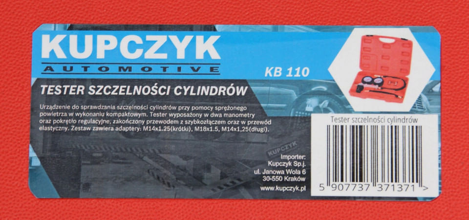 Kit tester pentru verificarea etanseitatii cilindrilor DK.KB110