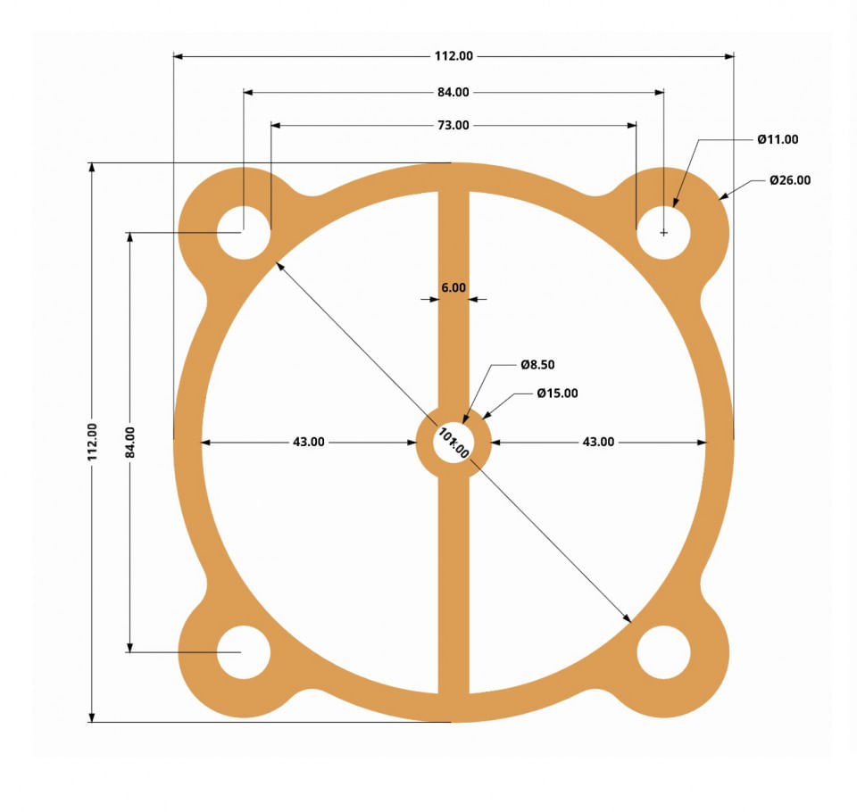Garnitura din cupru pentru cilindru cap compresor 90-100mm 84x84mm CH099 Mod.22 84mm — imaginea 3