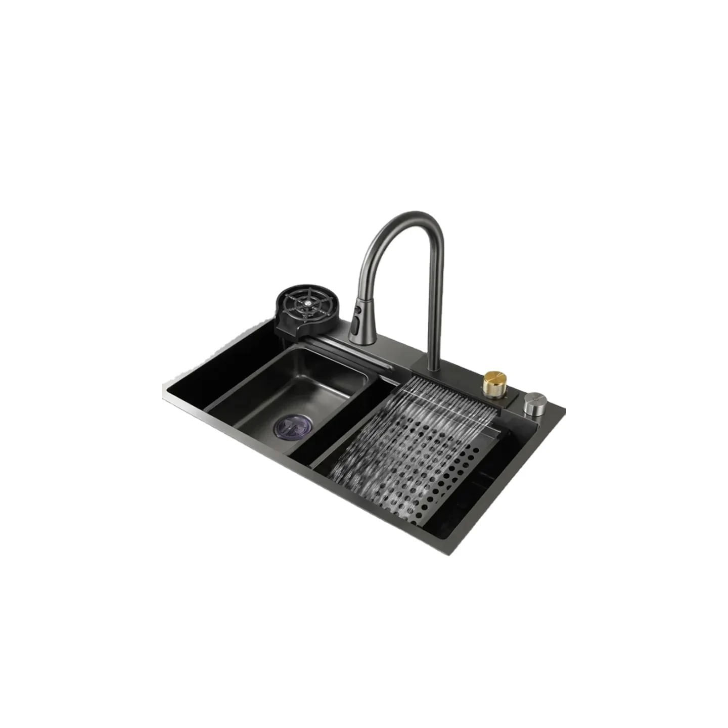 Set Chiuveta Bucatarie cu Baterie cu Dus Extractibil si Accesorii, Multifunctionala din Inox, 750 x 460 mm — imaginea 2