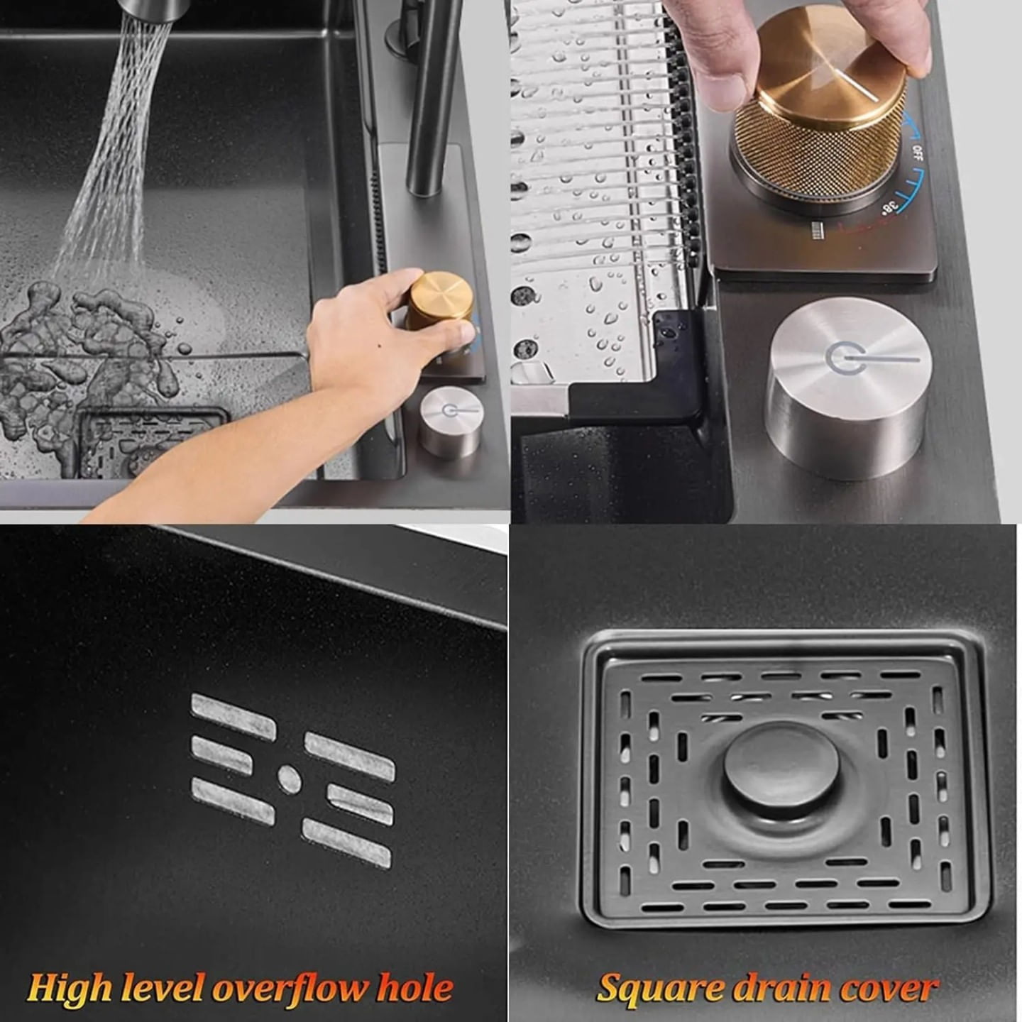 Set Chiuveta Bucatarie cu Baterie cu Dus Extractibil si Accesorii, Multifunctionala din Inox, 750 x 460 mm — imaginea 4