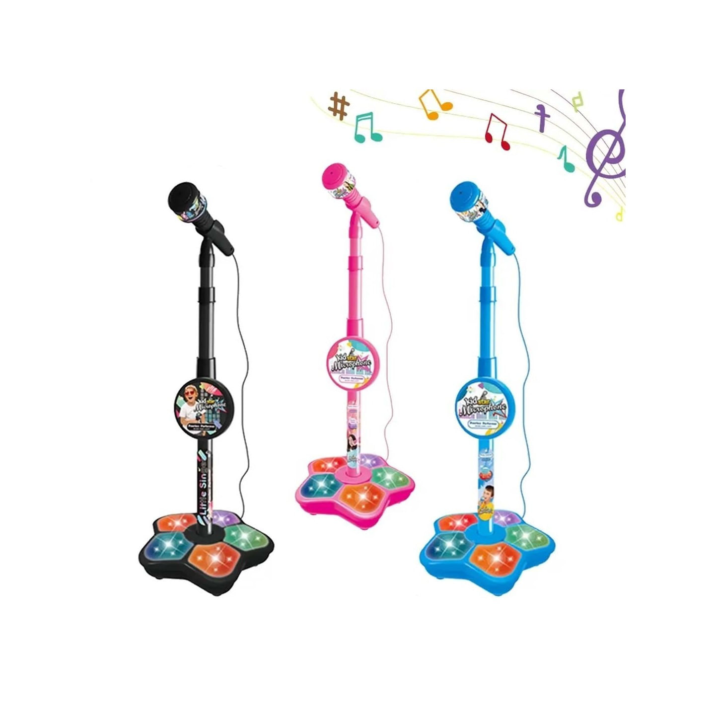 Microfon Pentru Karaoke, cu Sunete si 5 Lumini mai Multe Culori, 100 x 21 cm