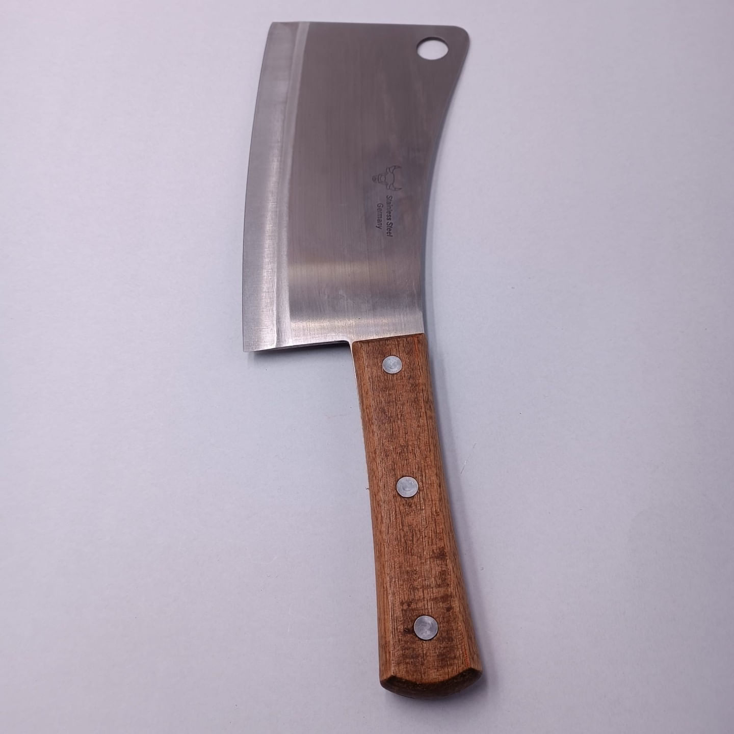 Cutit Tip Satar Pentru Transat si Feliat, Lama Curbata, Otel, Maner Lemn, 37 cm — imaginea 2
