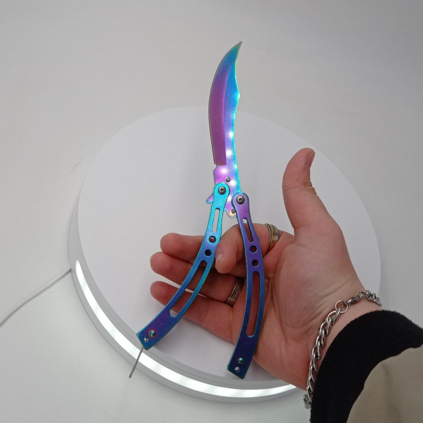 Cutit fluture, Butterfly, model dinamic, curbat, fade, 23 cm - imagine 6