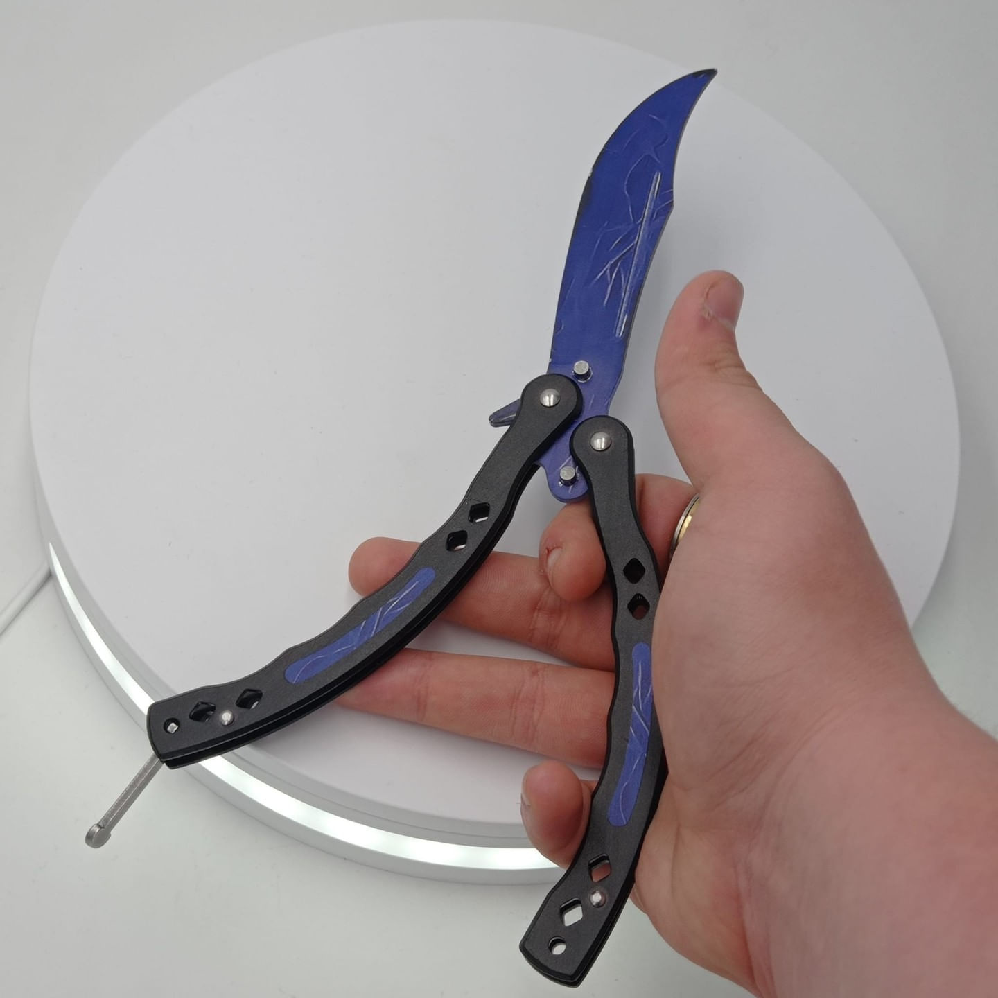 Cutit fluture, Butterfly, fara tais, model fulger, curbat, 26 cm - imagine 5