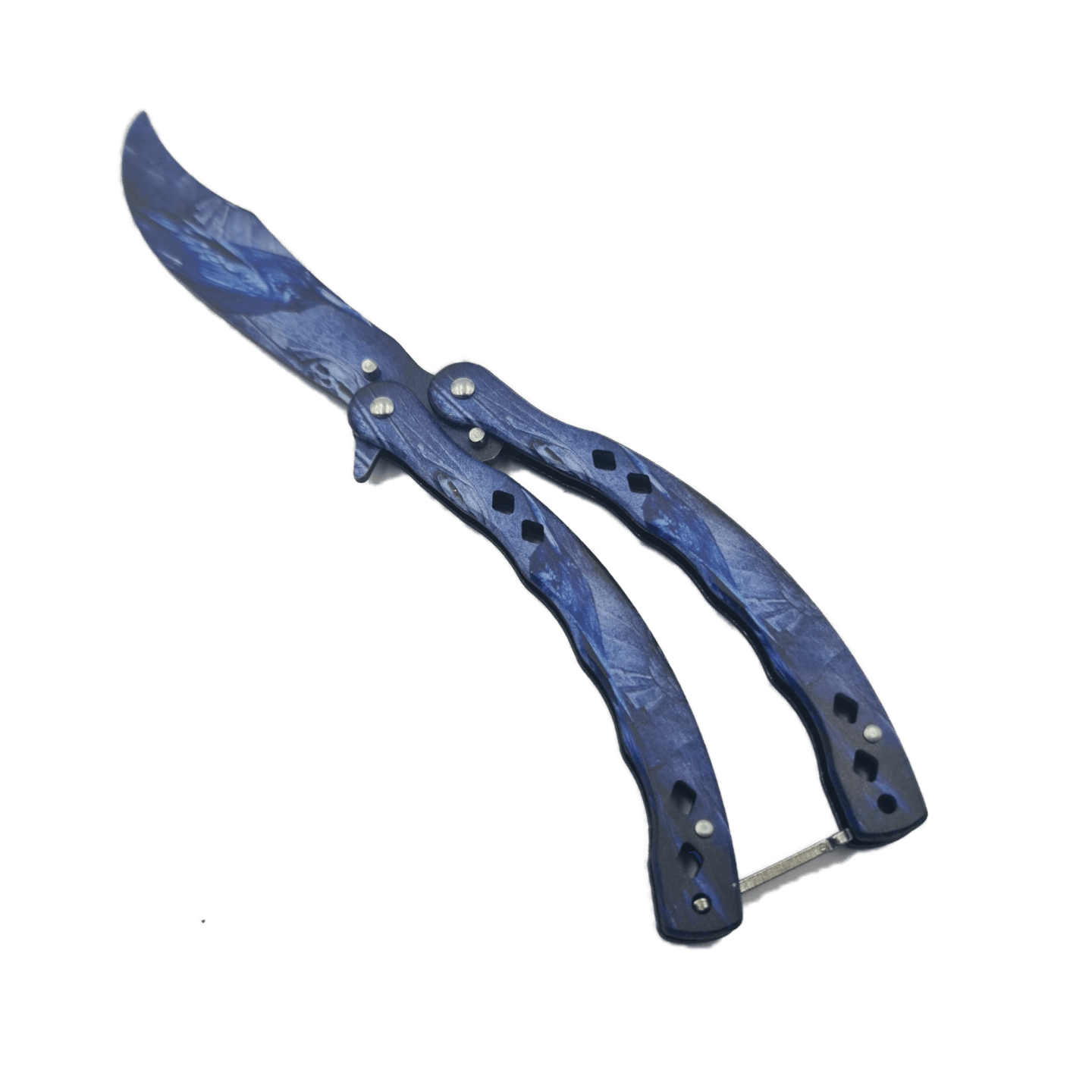 Cutit Fluture Fara Tais Pentru Antrenament, Model Soim, 24 cm, Albastru - imagine 2