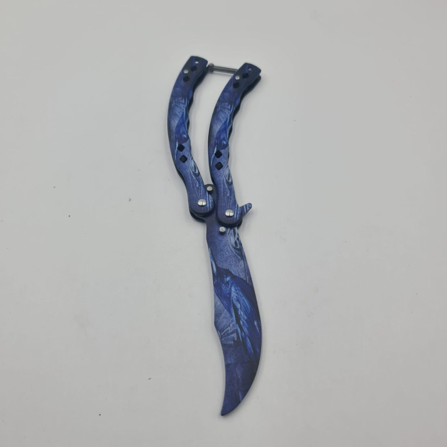 Cutit Fluture Fara Tais Pentru Antrenament, Model Soim, 24 cm, Albastru - imagine 3