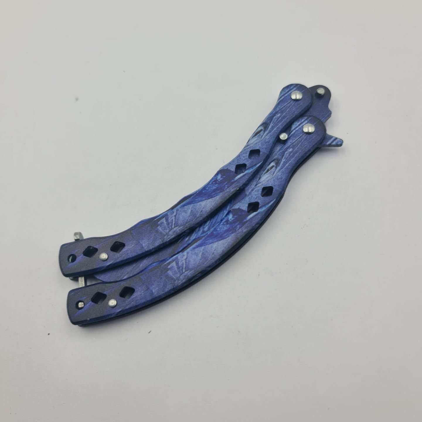 Cutit Fluture Fara Tais Pentru Antrenament, Model Soim, 24 cm, Albastru - imagine 5