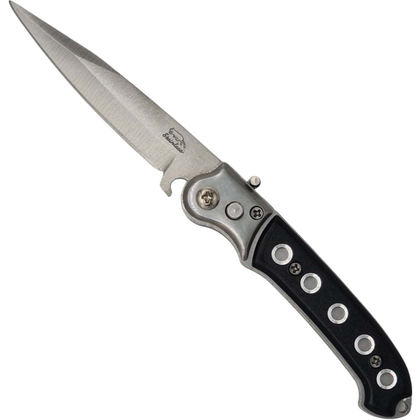Briceag , negru, model 5 gauri, tais dublu, 22 cm , automat, M2