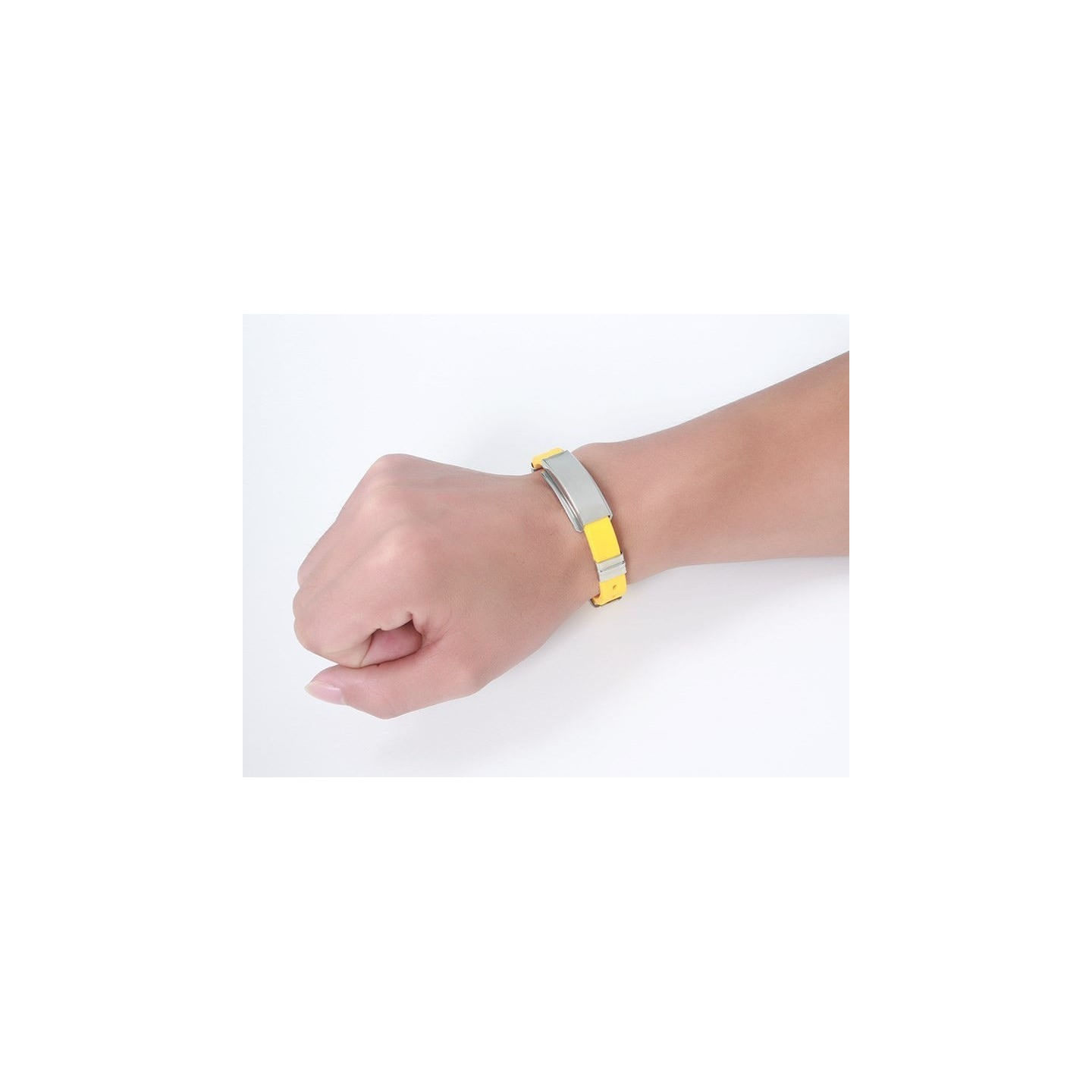 Bratara galbena silicon ajustabila gravata personalizata cu textul tau