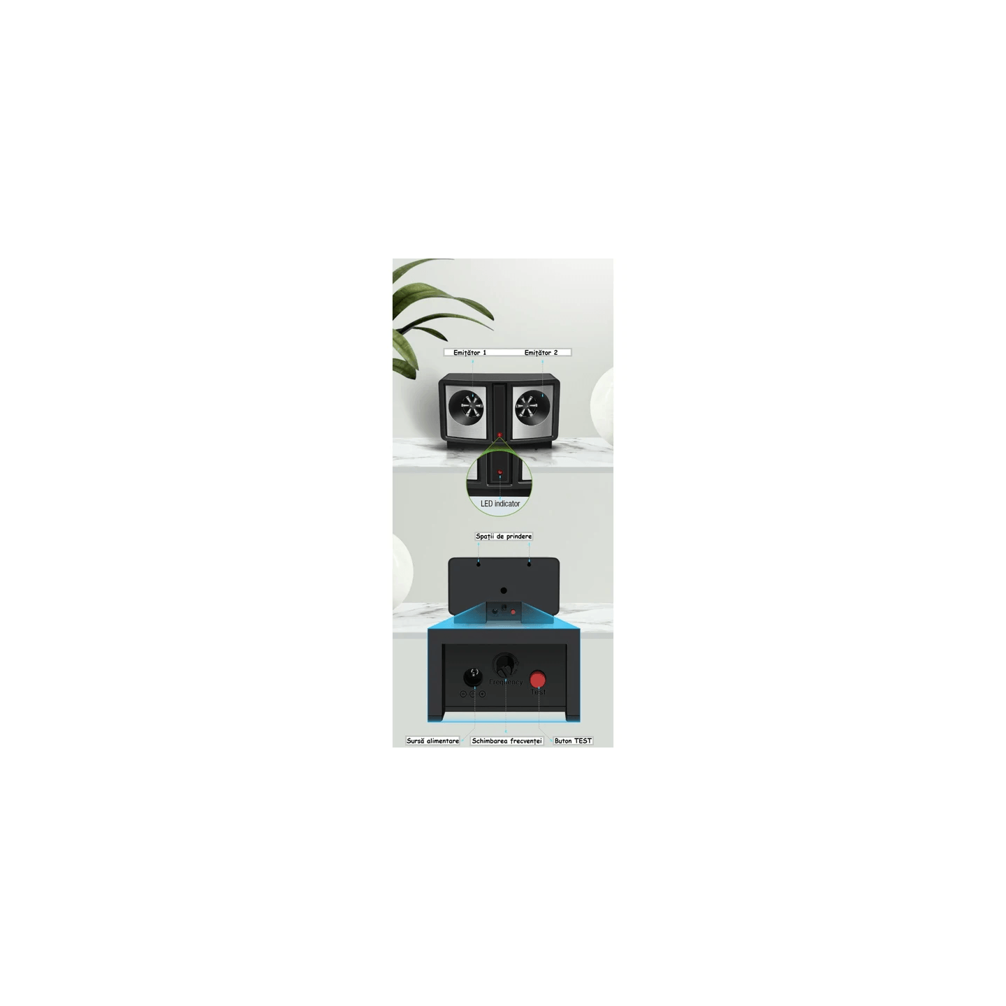 Aparat Ultrasunete impotriva insectelor si soarecilor, negru — imaginea 3