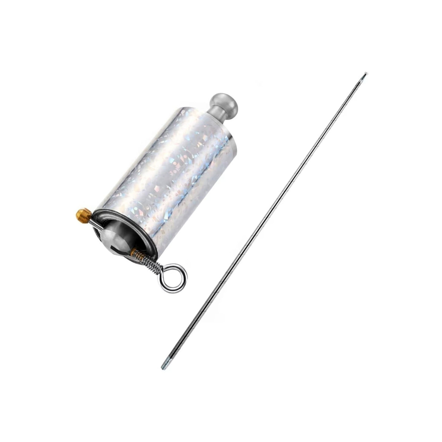 Baston extensibil automat pentru antrenament, cu siguranta, Training Ground, metalic, 150 cm deschis, 6 cm inchis, argintiu