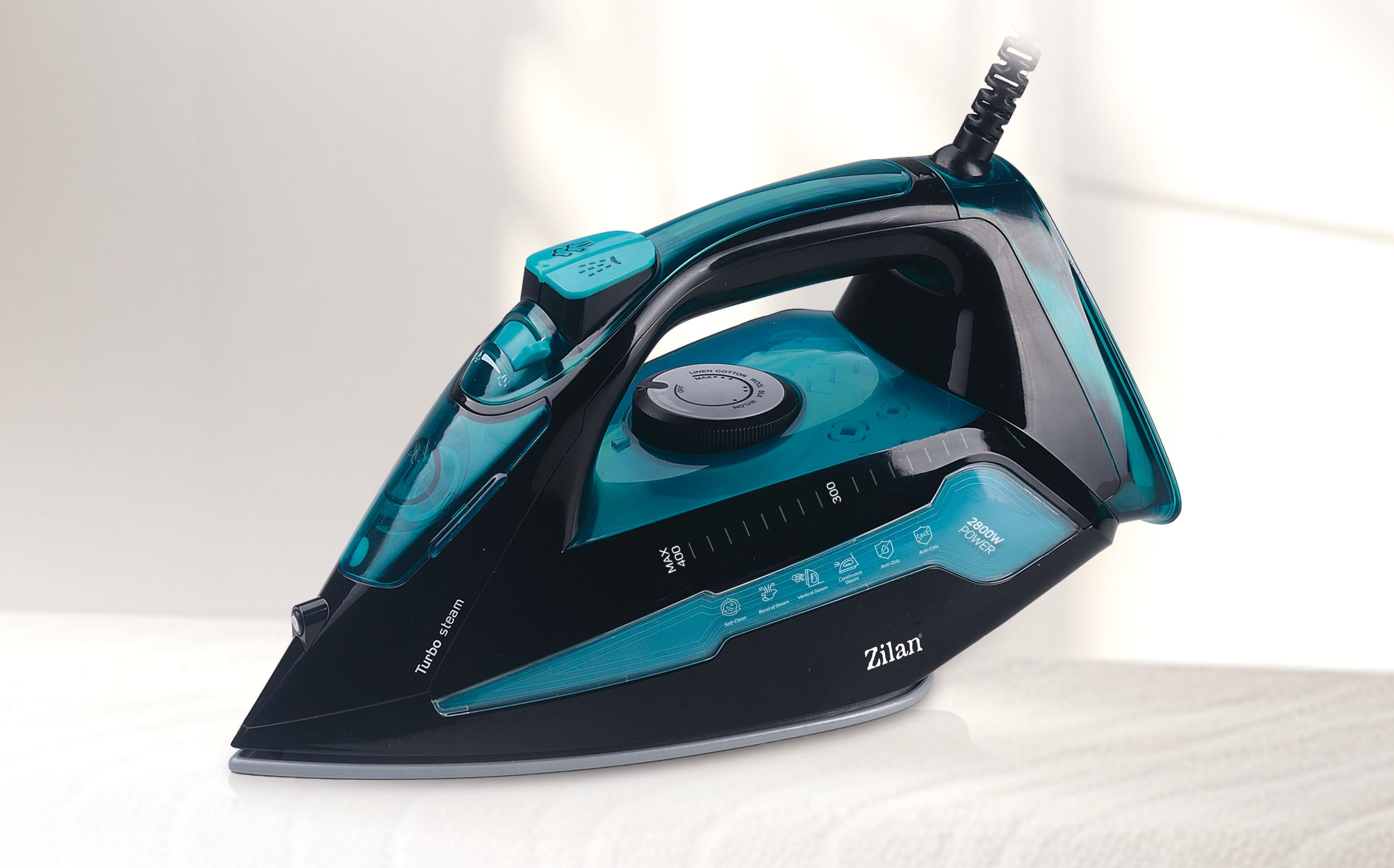 Fier de calcat cu aburi ZILAN ZLN3935, Temperatura reglabila, Anti-calcar, Anti-picurare, Capacitate 400ml, Putere 2800W