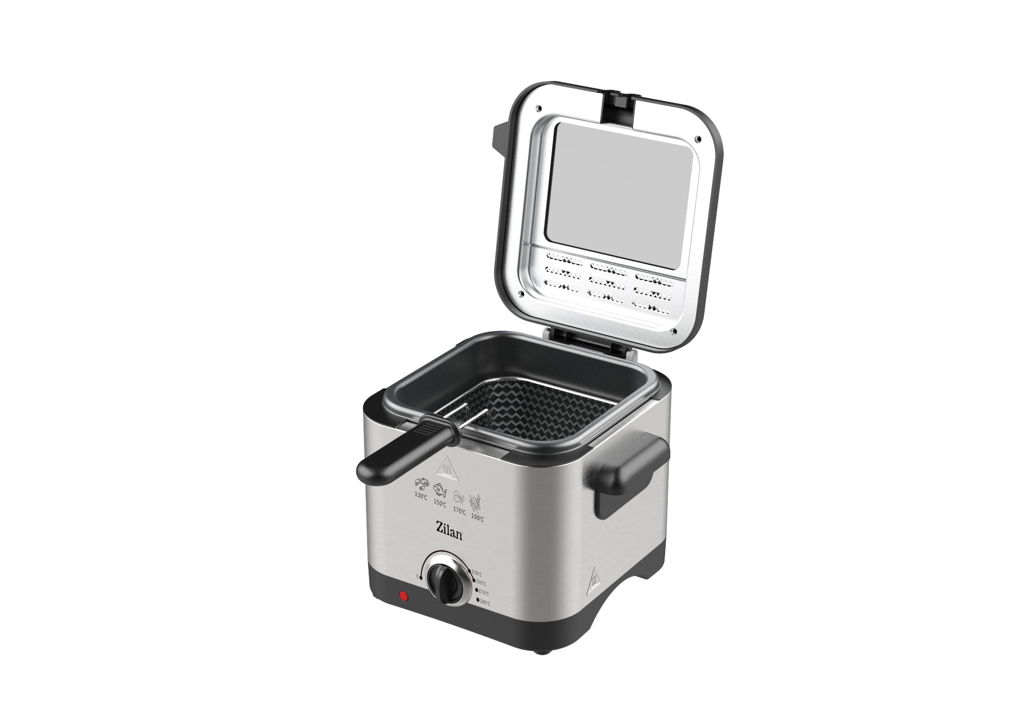 Friteuza cu ulei din inox Zilan ZLN4185, Indicator luminos, Termostat reglabil, Capacitate 1.5L, Putere 1000W