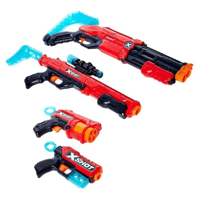 Set de jucarie cu 4 arme si 48 de sageti moi, include tinta