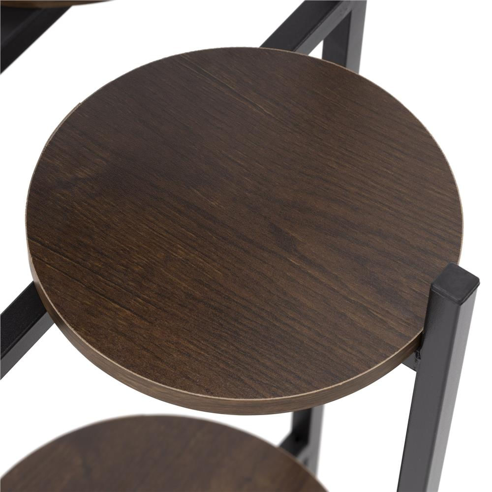 Suport pentru flori, rotund cu 3 polite, structura metalica si MDF, 32x32x81 cm, negru — imaginea 14