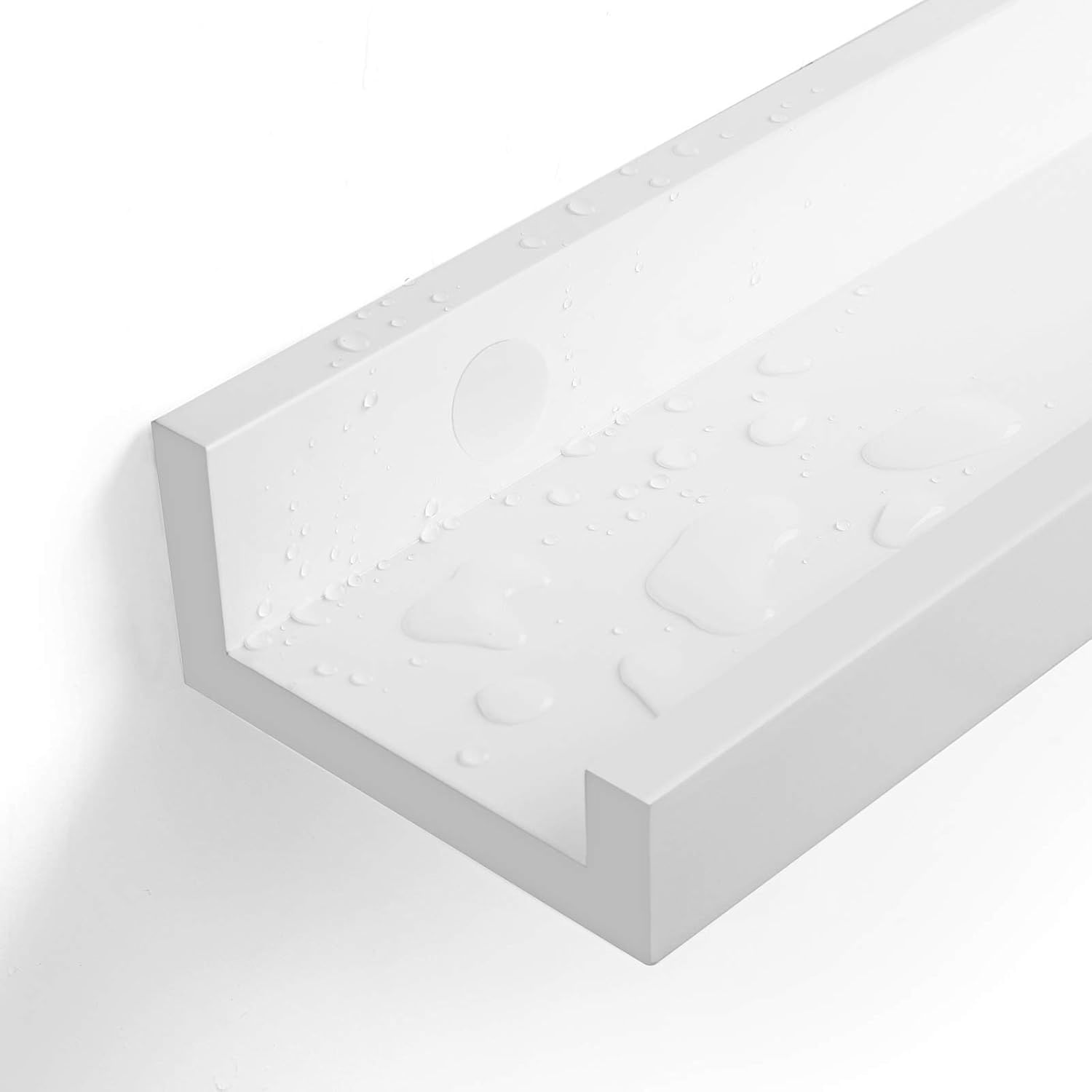 Set 2 rafturi plutitoare suspendate perete cu finisaj lucios, MDF, 60x10x5 cm, alb — imaginea 3