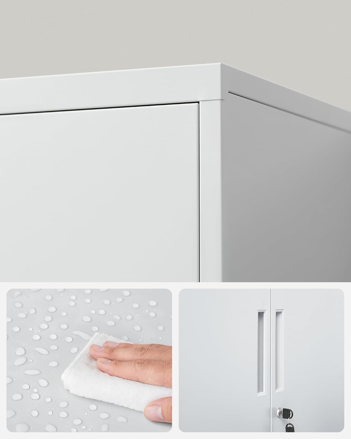 Dulap birou metalic cu 2 usi si sistem de inchidere, multifunctional cu rafturi reglabile, 40x80x90 cm, gri — imaginea 5