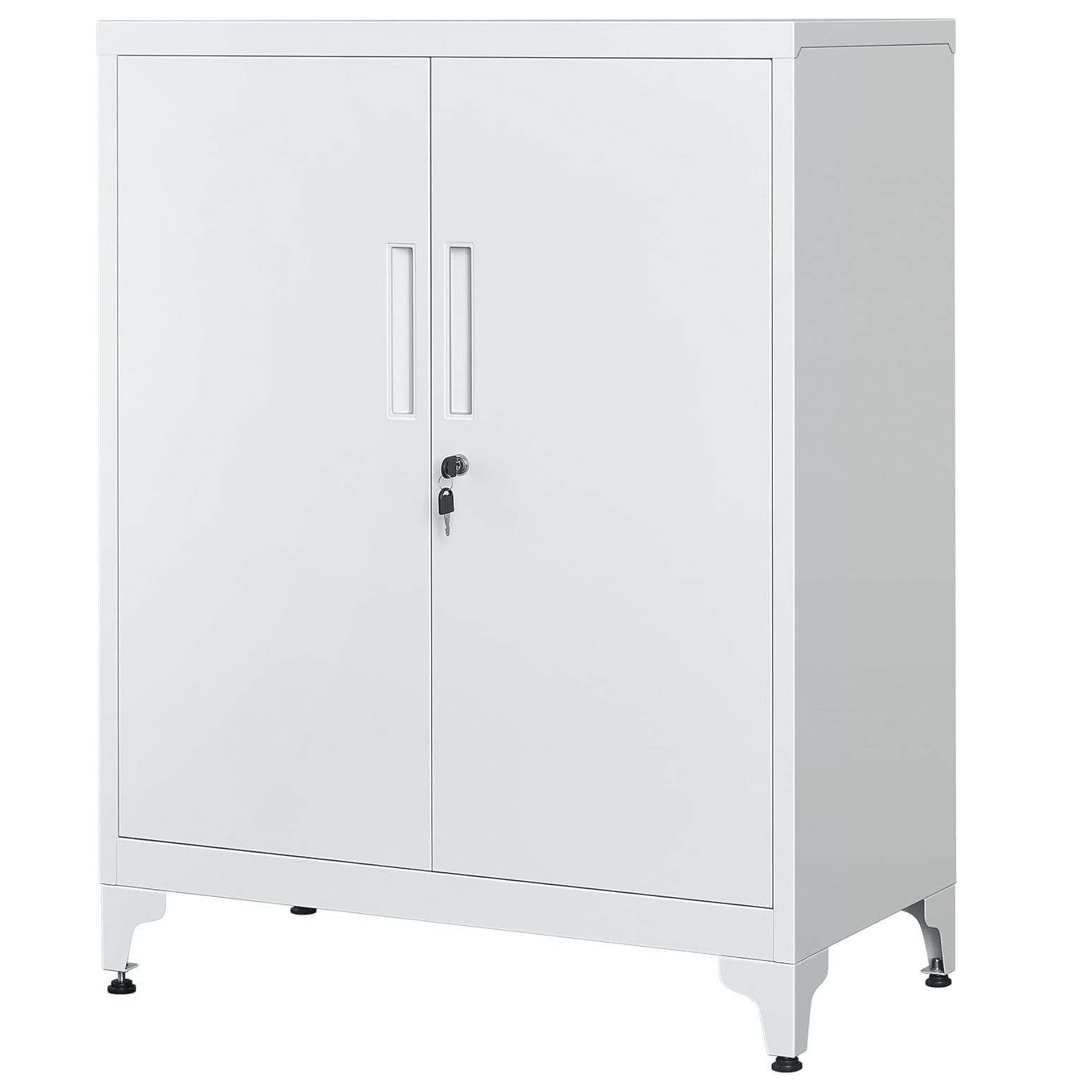 Dulap birou metalic cu 2 usi si sistem de inchidere, multifunctional cu rafturi reglabile, 40x80x90 cm, gri — imaginea 7