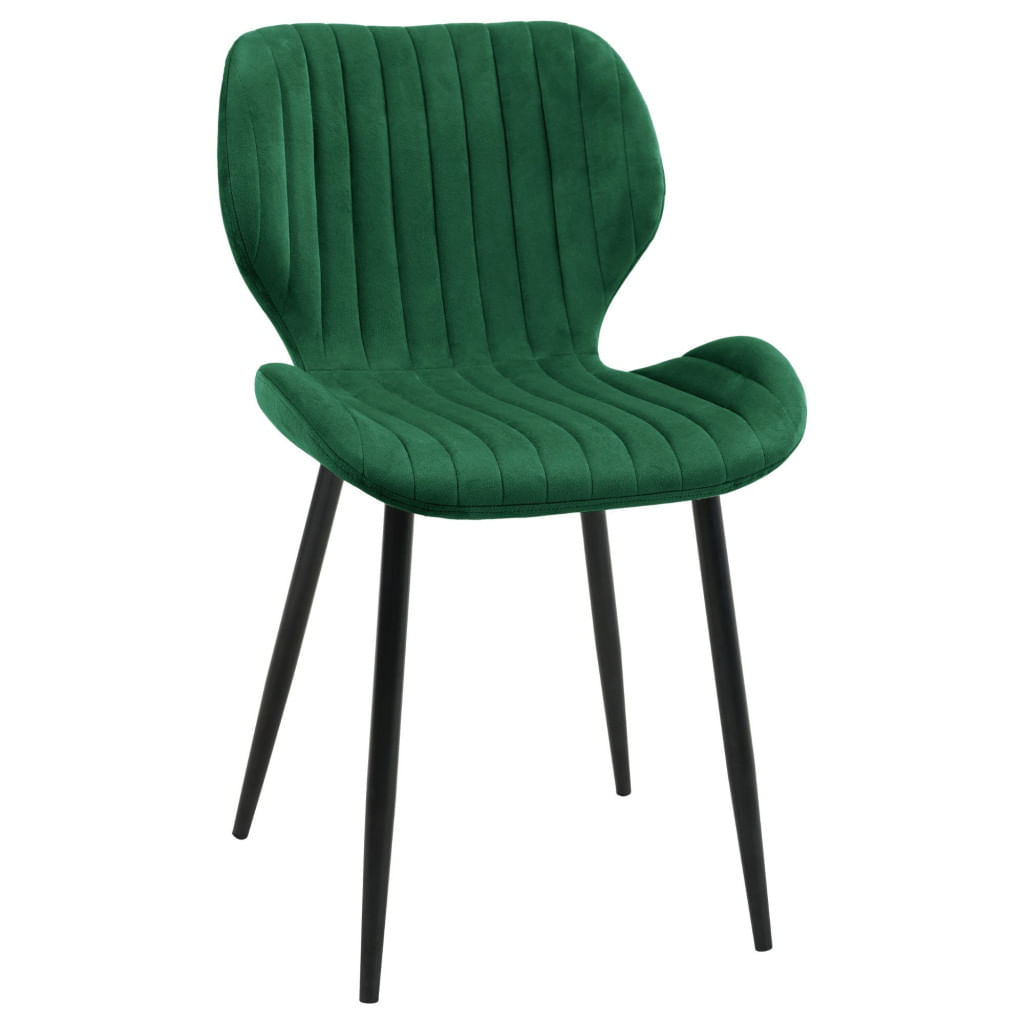 Set 2 scaune tapitate, din velur, picioare metalice, maxim 125 kg, 44x52x77 cm, verde — imaginea 2