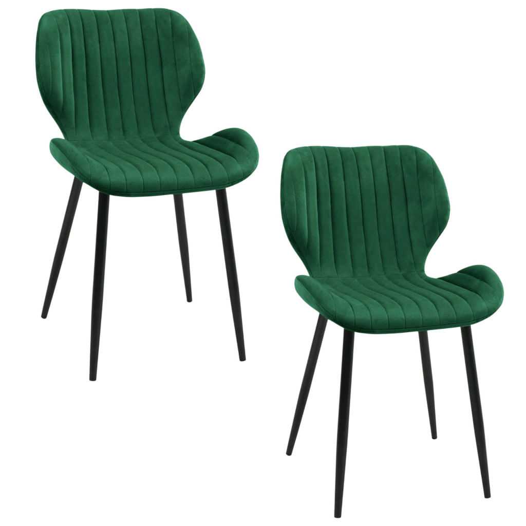 Set 2 scaune tapitate, din velur, picioare metalice, maxim 125 kg, 44x52x77 cm, verde — imaginea 5