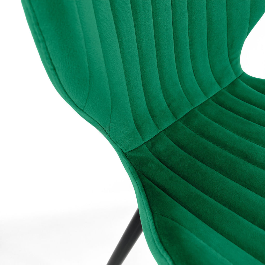 Set 2 scaune tapitate, din velur, picioare metalice, maxim 125 kg, 44x52x77 cm, verde — imaginea 6